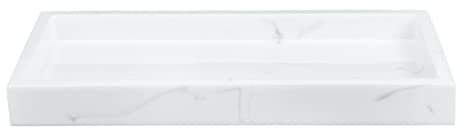DOITOOL Vano Vano Marmo Vassoio Spazzolino Vassoio Rettangolare Serbatoio Vasca Cucina Porta Cosmetico Organizzatore per Bagno per Cucina Bagno Bianco