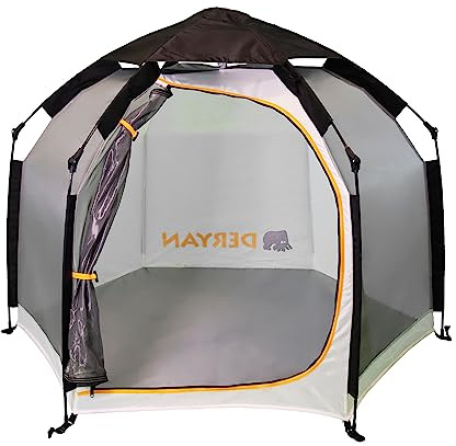 Deryan Up To Go Playpen - Pop-up tragbarer laufstall, Strandzelt für Kinder, Laufgitter mit Moskitonetz, UPF-50+, 134x134x109 cm - Creme