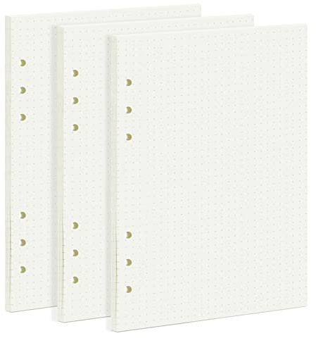 PALUDO 3 Packungen A5 Nachfüllpapier Gepunktet, 135 Blätter A5 Papier Nachfüllbare Refill Paper, 6 Löcher Nachfülleinlagen Loose Notizpapier für Filofax Notizbuch Ringbücher Skizze Einsätze