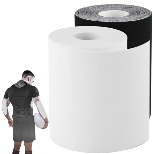 2 Rolls Kinesiology Tape, Muscle Support Tape Extra Wide Waterproof Turf Tape for Arms Football Ultra Sticky Athletic Sports Tape Wrap for Exercises Gymnastics to Prevent Turf Burn (Black White)