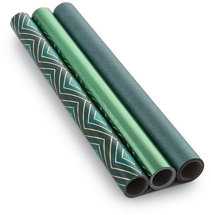 Premium Geschenkpapier für Partys oder Hochzeiten, Geburtstage und Jubiläen,Geburtstagspapier,Grüne Geschenke (43x 300cm)- 3 Rollen
