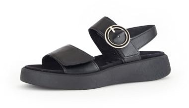Gabor Damen Plateausandalen, Frauen Sandalen,Wechselfußbett,Moderate Mehrweite (G),Strandschuhe,Dicke Sohle,schwarz(goldmatt/s),40 EU / 6.5 UK