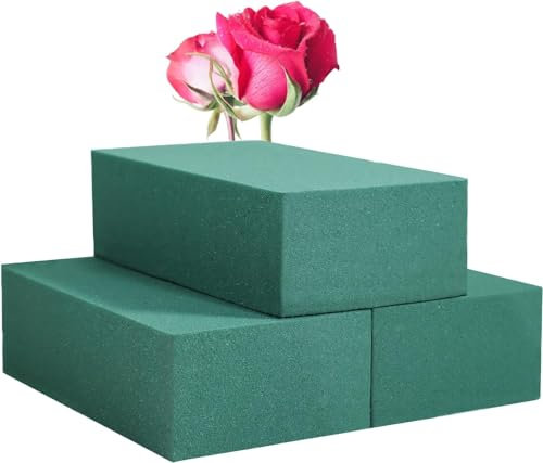 Ximoryn Floral Foam Blocks Pack of 3 Green Wet & Dry for Fresh (22 * 10 * 7CM) & Artificial Flower Arrangement, Plant, Florist Supplies for DIYs, Arts, Crafts & Weddings