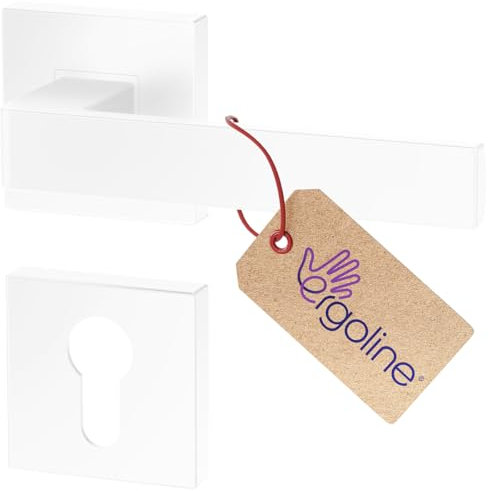 Poignée de porte d'intérieur ERGO, blanche, pour portes équipées d'une serrure à cylindre, poignée carrée blanche mate, garnitures de porte, poignée