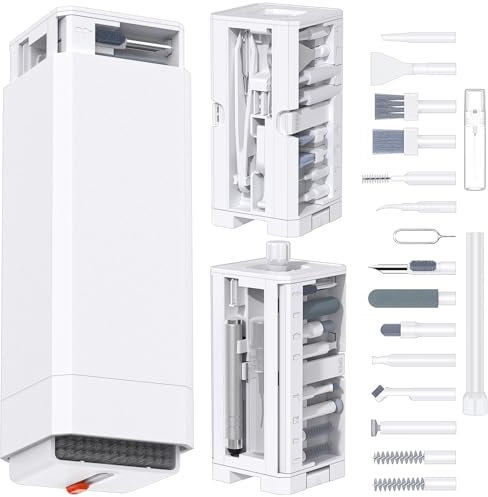 VICHYIE 32 in 1 Tastatur Reinigungsset mit Bürste, Handy Reinigungsset, Kopfhörer Reinigung für AirPods, Multifunktionales Reinigungs Zubehör für iPhone, Tablet, Laptop, PC-Monitor, Kamera (Weiß)