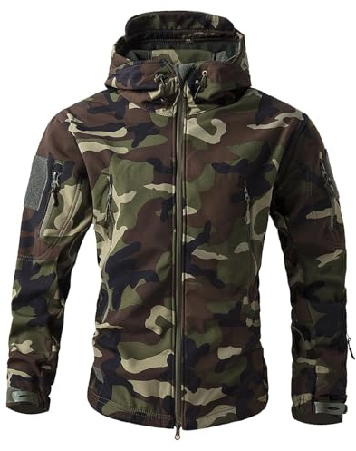 Cexiakong - Giacca invernale da uomo in softshell, giacca tattica con cappuccio, cerniera, traspirante, giacca da esterno, pesca, caccia, giacca da lavoro, giacca da trekking, giacca da transizione