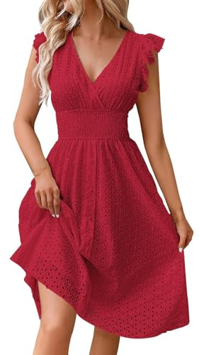 Robe Femme Chic Et Elegant Grande Taille Vetement Ete Tenues Élégante Fleurie Robe De Plage Robe Boheme Chic Robe Longue Fluide Robe Sexy Chic Et Ventes Flash Red XL