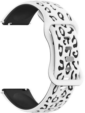 Wanme Uhrenarmbänder 22mm 20mm Uhrenarmband, Zweifarbiges Graviertes Silikon Armband, Mit Schnellverschluss Verstellbares Ersatzarmband für Herren Damen (22mm, Weiß/Schwarz)