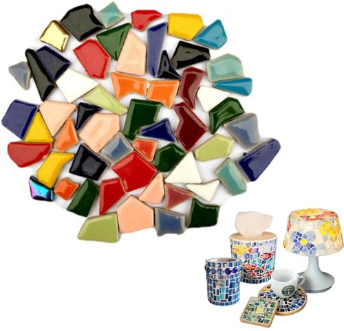 Tesselle per mosaici colorate 200 g, kit mosaico forme geometriche, mosaici artigianato mosaico in ceramica, per decorazione della casa, cornici, vasi, materiale artigianale