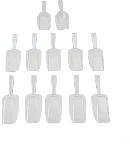 Bulevisiter Pala de plástico reutilizable para hielo, granos, arena y té, herramienta multiusos de alta transparencia, adecuada para dulces, confitería, juegos infantiles (medio y medio)