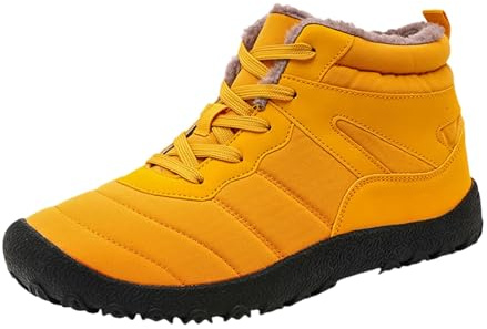Generisch Black Snow Boots Men's Lined Winter Boots Fluffy Ankle Boots Comfortable Winter Shoes Thick Sole Short Shaft Slip On Boots Plus Size Outdoor Shoes Sizes 39-48, yellow, 11 UK