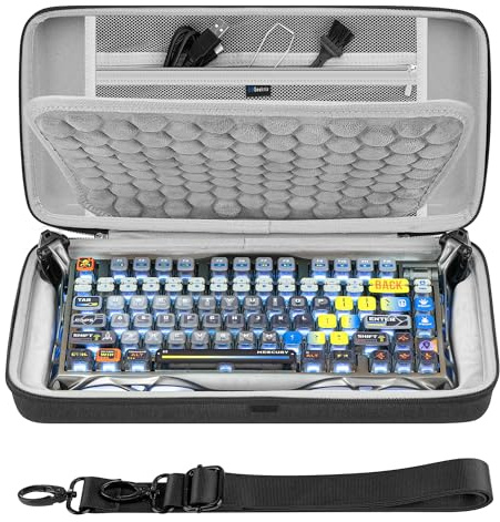 GEEKRIA Borsa per tastiera, compatibile con GravaStar Mercury K1/ K1 Pro/ K1 Lite/ V75 Pro/ V75 Lite/ V75 HE/ V75 Pro HE, custodia rigida EVA da viaggio (grigio scuro)