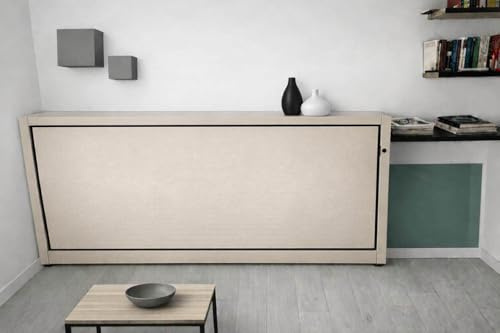 Ponti Divani -DRIMINO- Letto a Scomparsa Singolo, con Rete 80x 190 e Materasso in poliuretano H 18 (Beige)