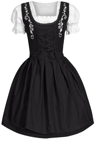 allemande grande pour femme tablier à col carré costume de fille de bière tenue traditionnelle élégante assortiment complet avec jupe volumineuse et corsage ajustable parfaite pour fête (Black, XXXL)
