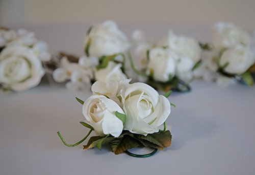 Silk Bridal Rose Button Hole Corsage Pins - 6 Pack in for Wedding Flower Decor (Ivory)