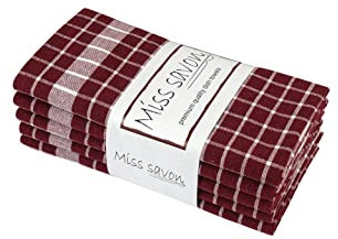 Miss Savon Geschirrtücher - 5er Set Geschirrhandtücher Baumwolle Premium Küchenhandtücher Küchentücher Vintage & Deko Handtücher für die Küche Kariert (Weinrot)