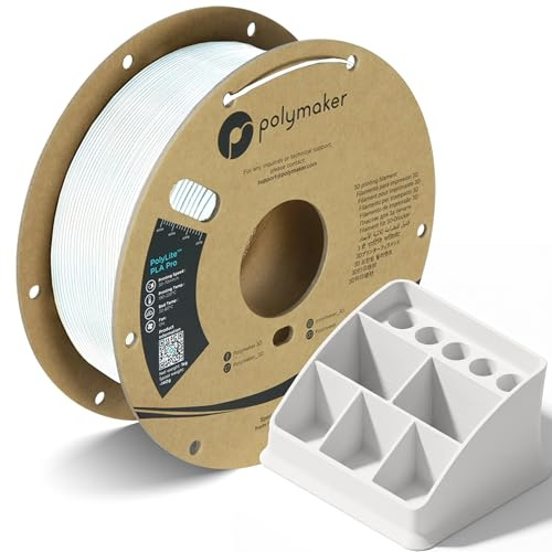 Polymaker PLA PRO Filament 1.75mm 1kg, Tough & High Rigidity White 3D Printing Filament, PolyLite PLA PRO 3D Printer Filament 1.75mm, Print with Most 3D Printers