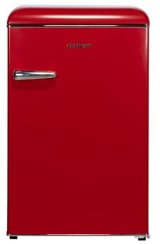 Corberó - Frigorífico Retro Estático | E-CF1PG90RR | Nevera 110L + 18L Congelador | 90 cm| Luz interior | Cajón Crisper | Descongelación Manual | Estantes de Cristal | Patas niveladoras | Rojo