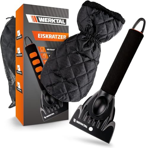 WERKTAL Eiskratzer Auto - Wärmender Scheibenkratzer mit Handschuh Auto - Ultra schneller Auto Eiskratzer - Innovativer Scheibenkratzer Auto mit Eisbrecher Funktion (Eiskratzer mit Handschuh)