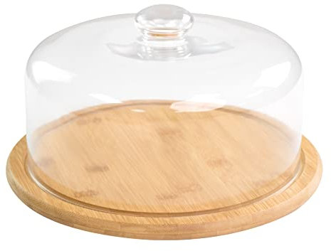 KVMORZE 10.2'' Glass Dessert Dome with Base, 11.8 Decorative Cake Tray