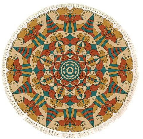 Terafeels Alfombra Pequeña Redonda Bohemia de 2 Pies, Lavable, Antideslizante para Dormitorio, Oriental con Estampado Desgastado para Entrada, Guardería