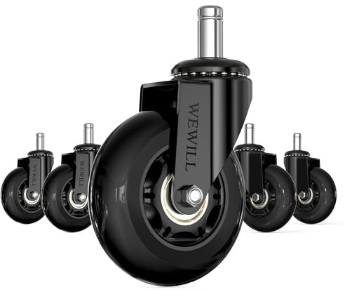 Rotelle per sedie da ufficio, rotelle 11 x 22 mm set di 5 rotelle di ricambio per sedie da gioco per pavimenti in moquette e parquet (non per 1KEA, monocolore nero)