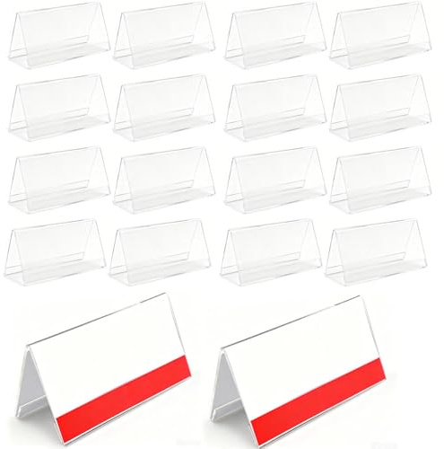 Armastuse 18 Pièces Porte Étiquettes de Prix, Support d'affichage de Prix en Acrylique Transparent Supports d'Étiquettes pour Boulangeries Épiceries Bureau(9*6cm)