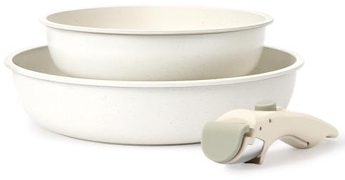 GiPP Pfannenset mit Abnehmbaren Griff, 20/26 cm Antihaft Beschichtete Pfanne Induktion Bratpfanne Set, Sichere PFOS/PFOA-frei, Leichte Reinigung, Pfannensets Geeignet für Alle Herdarten