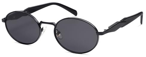SOJOS Vintage Oval Metall Sonnenbrille Damen Herren Retro Sonnenbrilen mit UV400 Schutz Schwarz SJ1224