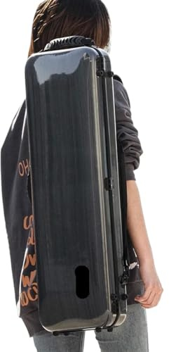 BELELUCKY Geigenkasten Geigenkoffer aus Kohlefaser, 4/4-Größe, Mehrfarbig, erhältlich mit Notentasche, Codeschloss, wasserdicht, leicht FüR Violine(Dark Gray)