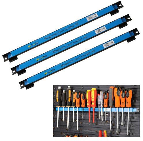 botle 3 x barra magnetica degli attrezzi in metallo, lunghezza 45 cm, colore nero, per lavagne degli attrezzi della marca, staffe di fissaggio per cacciaviti, pinze, trapani e molto altro ancora