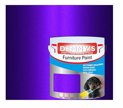 Metallic Water-Based Furniture Paint Satin Finish, No Primer Required, Interior/Exterior Non Toxic Eco Friendly 250ML Plastic, Metal & Wood Fast Drying (Cadburys Purple Metallic)