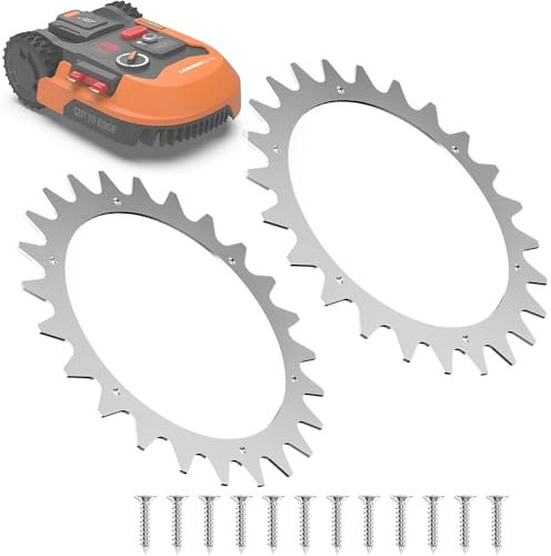 2 Stück Edelstahl Mähroboter Spikes für Worx Landroid S/M, Ø 205mm Rasenmäher Roboter Spikes mit 12x Schrauben, Traktionsverbesserung für Mähroboter