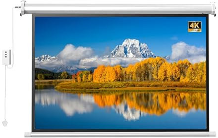 Schermo per Proiettore Motorizzato da 60 72 84 Pollici con Telecomando, 4K HD Bianco Opaco, Montaggio a Parete/Soffitto per Home Theater, Ufficio(60(4:3))