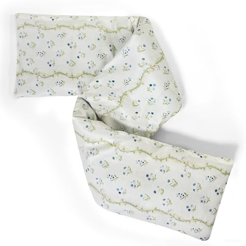 UNCN Longue Coussin Chauffant du cou Cervicales Micro Onde - housse amovible, Bouillotte Micro-Onde, graine de lin,noyaux cerises（Bleu）