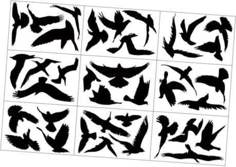 UKCOCO 9 hojas Pegatinas Estáticas Anticolisión con Diseño de Negro de Ventanas del Hogar Protección Eficaz contra Choques de Aves Vinilo Decorativo Fácil de Limpiar