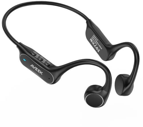 Aveek Cuffie Bluetooth Conduzione Ossea Open Ear, IPX5 Impermeabile Antisudore, Bluetooth 6.0 con Microfono e Tasti, Autonomia 8 Ore, Design Retroauricolare per Corsa Palestra Ciclismo