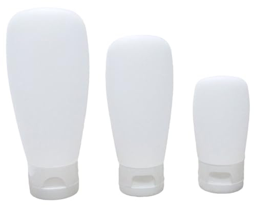HEATSHAKING Lot de 3 Flacons de Voyage en Silicone Rechargeables Bouchon à Clapet, Bouteilles Vides pour Cosmétiques, Lotion et Shampooing, pour Voyages et Activités en Plein Air