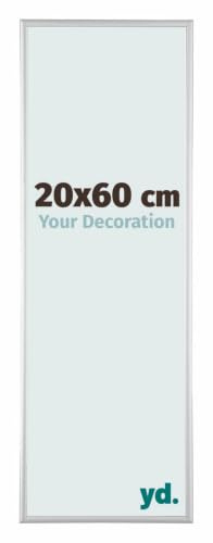 yd. Your Decoration - Cornice 20x60 cm - Argento Opaco - Decorativa Parete in Alluminio con Vetro in acryl - Antiriflesso - 20x60 Cornice - Kent
