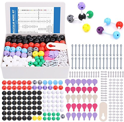 Swpeet Kit de modèle moléculaire 307 pièces pour Chimie Organique et inorganique – Ensemble de modèle moléculaire pour étudiant et Enseignant – 126 atomes, 30 orbitales et 150 maillons et 1 Outil de