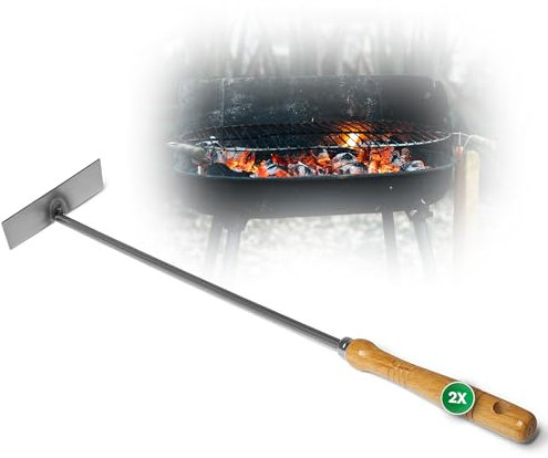 2x Aschekratzer mit Holzgriff Schürhaken Kohleschieber Feuerkratzer Glutschieber Kaminzubehör Kaminbesteck Stocheisen (2, Aschenkratzer)