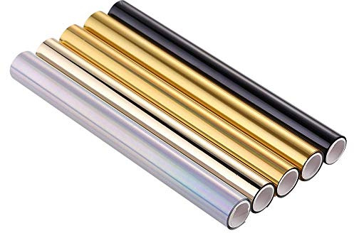 Paquete de 5 Láminas Brillantes en Caliente, Multicolor, 19 cm x 5 Metros, para Impresora Láser y Laminadora, Reactiva para Álbumes de Recortes
