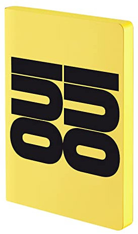 Nuuna Notizbuch A5+ | Graphic L - Oui Oui | Dotted Journal | 3,5mm Punktraster | 256 nummerierte Seiten | 120g Premium-Papier | Leder gelb | nachhaltig produziert in Deutschland