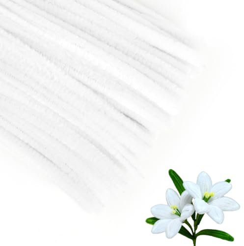 200 Stück Pfeifenreiniger Weiß, Pfeifenputzer zum Basteln, 30cm Chenilledraht, Pipe Cleaner, Pfeifenreiniger für DIY Handwerk Dekorationen