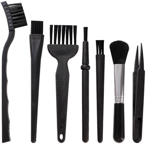 YIXISI 7 Pièces Brosses de Clavier en Nylon Kit, Pinceaux Antistatiques, Nettoyage Ordinateur Pinceaux de Dépoussiérage Kit, pour PC, Sol Conducteur, Carte de Circuit Imprimé, Cartes Mères