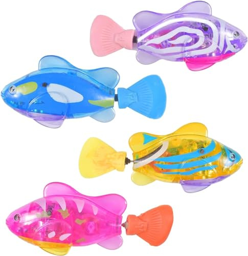 4 Piezas de Pescado Robot baño,8 x3.5 cm Pez Juguete Niño Electrónica,Natación Fish Robot,Pescado Plástico Juguete,Pescado Robot,Juguete de Piscina para Piscina(A)