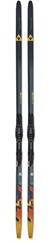 Fischer Aeroguide Skate 75 Cross Country Skate Skis, Grey-Blue/Orange, 185cm w/ Control Skate Step-in Binding