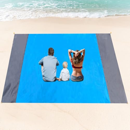 AUXHCYL Beach Blanket Beach Mat, 200x250cm Picnic Blanket Large, Sandless Beach Blanket Waterproof Sandproof,with 4 Stakes for 5-8 Adults,Lightweight Beach Accessories,Camping,Outdoor Essentials