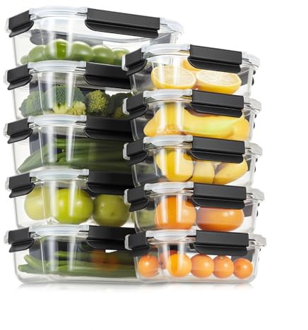 Glass Meal Prep Containers, Food Storage Containers with Lids Airtight, Glass Storage Container Set with Lid for Food, Bpa-free, Leak-proof, Microwave Oven Freezer Dishwasher Safe(5*1050ml+5*370ml)