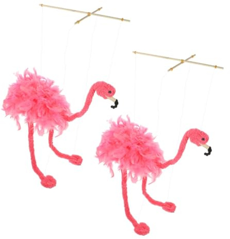 Toyvian 2pcs Flamingo Marionette Puppets Interactive Plush Animal Props for Creative Play Puppet Theatre Fluffy Design for Storytelling Performances Lightweight Decoration